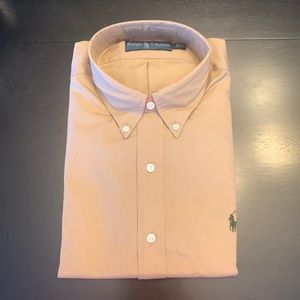 Ralph Lauren tan button down long sleeve shirt. NWT. Size: Large